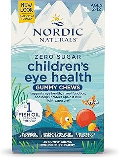 Nordic Naturals Children’s Eye Health Gummies, Strawberry Lemonade - 30 Gummies for Kids - 484 mg Total Omega-3s DHA, Lutein & Zeaxanthin - Brain Health, Antioxidant Support, Non-GMO - 30 Servings