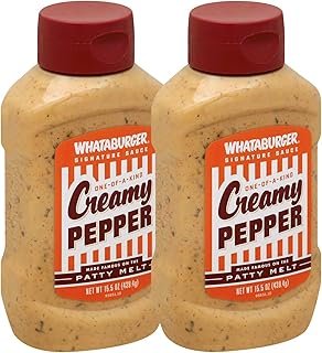 Whataburger Creamy Pepper Signature Sauce, 15.5 Oz., (Pack of 2)