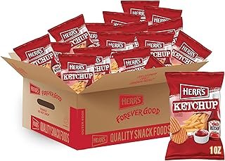 HERR'S Ketchup Ripple Potato Chips (Pack of 42, 1 Ounce Bags) – Bold and Tangy Ketchup-Flavored Chips – Fun for Snacking and Sharing