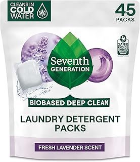 Seventh Generation Lavender Laundry Detergent Packs, Biobased Deep Clean, 45 Count