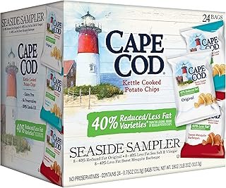 Cape Cod Potato Chips, Reduced Fat Kettle Cooked, Seaside Sampler (24 Count) Variety Pack