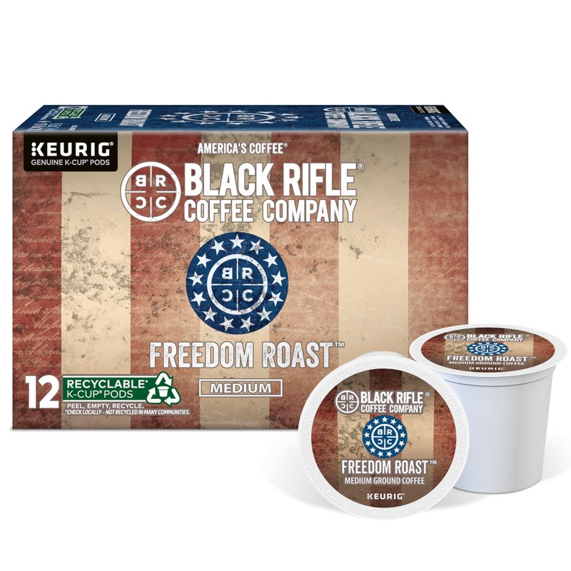 Black Rifle Coffee Company Freedom Blend, 12 Count, Medium Roast K Cups - Single Serve K Cups Coffee Pods - Kcup Pods Compatible with Keurig 1.0 & 2.0 - Made from Arabica Beans