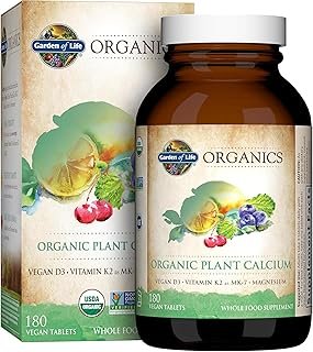 Garden of Life Calcium Supplement with Magnesium & Organic Vitamin D3 K2, Made from Whole Foods, Gluten-Free, 180 Count