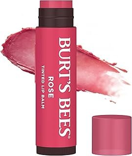 Burt's Bees Lip Tint Balm, Long Lasting 2 in 1 Duo Tinted Balm Formula, Color Infused with Hydrating Shea Butter for a Natural Looking Buildable Finish, Rose, 1 Tube
