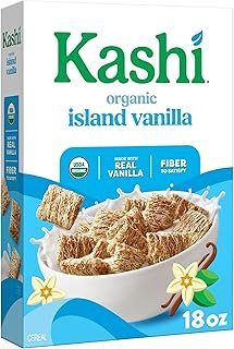 Kashi Breakfast Cereal, Organic, Fiber Cereal, Island Vanilla, 18oz Box (1 Box)