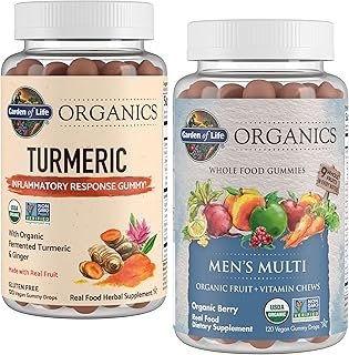 Garden of Life Organics Turmeric Inflammatory Response Gummy & Organics Men's Gummy Vitamins, Berry, 120 Count