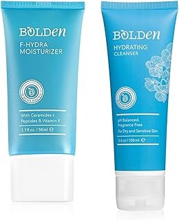 BOLDEN Hydrating Cleanser & F-Hydra Moisturizer collection | Daily Face Wash & Cream for Dry, Sensitive Skin | Fragrance Free, With Ceramides, Peptides & Vitamin F