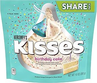Hershey's Kisses Birthday Cake Flavored Creme with Sprinkles Candy, Individually Wrapped, 10 oz Share Pack