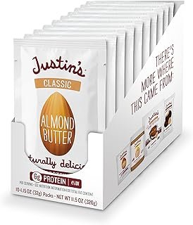 Justin's Classic Gluten-Free Almond Butter Squeeze Packs, 1.15 Ounce (Pack of 10)