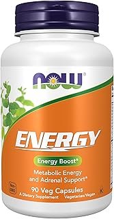 NOW Foods Supplements, Energy Dietary Supplement (lncludes B Vitamins, Green tea, Panax Ginseng and Rhodiola), 90 Capsules