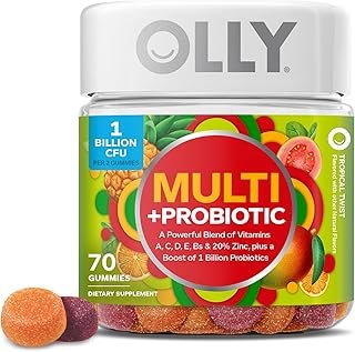 OLLY Multi + Probiotic Adult Multivitamin Gummy, 1 Billion CFUs, Digestive and Immune Support Chewable Supplement, Tropical Twist, 35 Day Supply - 70 Count