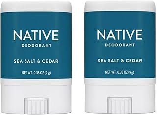 NEW Deodorant Native Mini Sea Salt & Cedar Scent 2 Pack Combo Aluminum Free 0.35 oz Trial Size - To Carry In Your Pockets Or For Your Travel (Pack of 02)