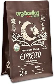 New Orgaanika Andes Espresso Blend 12 oz| Gourmet Fine Ground | Medium Roast | Specialty Organic Best for Moka Pot & Espresso Brewing, well balanced, bulletproof flavor, aroma and body. (bag 12 oz)
