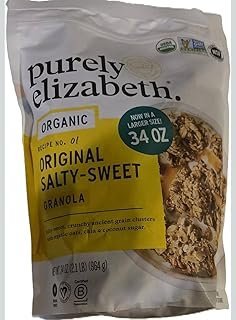 Organic Original Salty-Sweet Purely Elizabeth Granola Crunchy ancient grain clusters with organic oats, chia & coconut sugar, Gluten-Free, Non-GMO 34oz Bag (Pack 1)