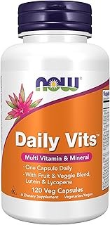 NOW Foods Supplements, Daily Vits™ with Fruit & Veggie Blend, Lutein and Lycopene, 120 Veg Capsules
