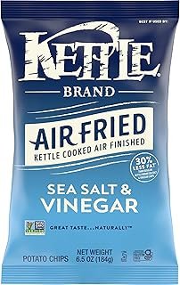 Kettle Brand Potato Chips, Air Fried Sea Salt and Vinegar Kettle Chips, 6.5 Oz (Pack of 12)