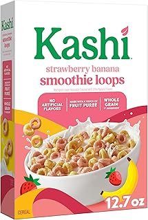 Kashi Breakfast Cereal, Whole Grain, Vegan, Strawberry Banana Smoothie Loops, 12.7oz Box (1 Box)