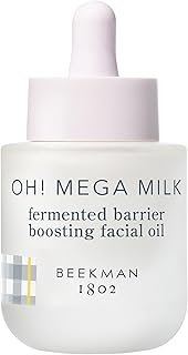 Beekman 1802 Oh Mega Milk Facial Oil - Hydrating Vitamin C & Niacinamide Serum - Repairs Skin Barrier & Reduces Dark Spots From Aging - Fragrance Free, Sensitive Skin Safe