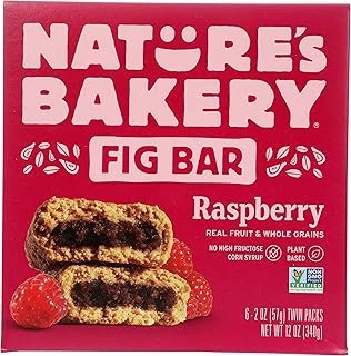 Nature's Bakery Whole Wheat Fig Bars, Raspberry, Real Fruit, Vegan, Non-GMO, Snack Bar, 12 Oz (Pack of 6)