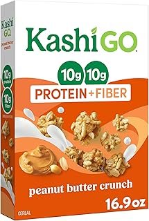 Kashi GO Protein Cereal, 10g Protein, 10g Fiber, Peanut Butter Crunch, 16.9oz Box (1 Box)