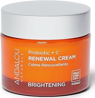 Andalou Naturals Probiotic + C Renewal Cream, Probiotic Plus C, Complexion Enhancing Face Moisturizer, Helps Promote Firmer Skin & More Even Skin Tone, Lightweight Hydrating Facial Moisturizer, 1.7 Oz
