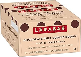 Larabar Gluten Free Bar, Chocolate Chip Cookie Dough, 1.6 oz Bars (16 Count), Whole Food Gluten Free Bars, Dairy Free Snacks