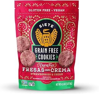 Siete Gluten Free Fresas Con Crema Cookies | Vegan | Grain Free | Non GMO | Dairy Free | Made with Almond Flour & Coconut Oil | 4.5 Oz. Bag (Pack of 6)