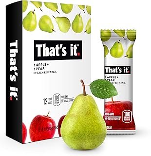 That's It Gluten-Free Apple + Pear Fruit Bars, 14.4 Ounce, 12 Bars, No Preservatives, No Added Sugar, Paleo, Good for Children, Best High Fiber Vegan Snack