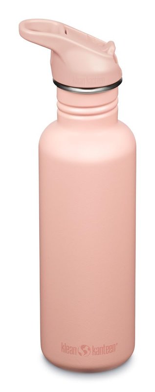 Klean Kanteen 27 oz Classic Water Bottle with Flip Seal Sport Cap & Straw - 100% Leakproof Spout & Cap - Durable, BPA-Free & Stainless Steel Material - Easy-Sip Water Bottle - Peach Parfait
