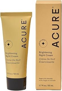 Acure Brightening Night Cream - Radiance Boosting Night Face Cream for Women & Men, Hydrating & Revitalizing Moisturizer for Uneven Skin Tone & Dullness w/Chlorella, Echinacea & Argan Oil - 1.7 fl oz