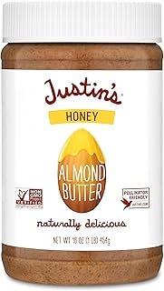 Justin's Honey Almond Butter, No Stir, Gluten-free, Non-GMO, Responsibly Sourced, 16 Ounce Jar
