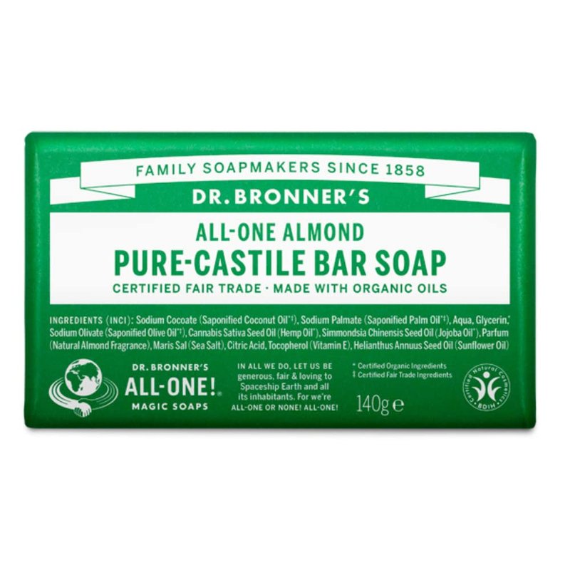 Dr. Bronner's OBAL05 All-One Hemp Almond Pure-Castile Bar Soap, 5-ounces
