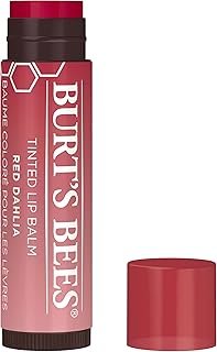 Burt's Bees Lip Tint Balm Valentines Day Gifts with Long Lasting 2 in 1 Duo Tinted Balm Formula, Color Infused with Hydrating Shea Butter for a Natural Buildable Finish, Fiery Red Dahlia (2-Pack)