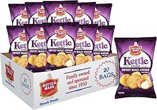 Better Made Kettle Cooked Potato Chips - Sweet Maui Onion 20 X 2.5oz Bags (20 Pack) - Kettle Cooked Potato Chips - 0 Trans Fat - Crunchy, Crispy Snack from Fresh Potatoes - Lunch - Family Owned