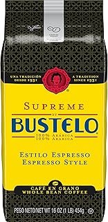 Café Bustelo Supreme by Bustelo Espresso Style Dark Roast Whole Bean Coffee, 16 Ounce (Pack of 6)