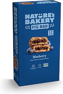 Nature's Bakery Whole Wheat Fig Bars, Blueberry, 1- 12 Count Box of 2 oz Twin Packs (12 Packs), Vegan Snacks, Non-GMO
