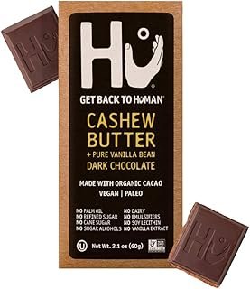 Hu Chocolate Bars | 8 Pack Cashew Butter Vanilla Bean Chocolate | Natural Organic Vegan, Gluten Free, Paleo, Non GMO, Fair Trade Dark Chocolate | 2.1oz Each