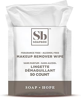 Soapbox Fragrance-Free Makeup Remover Wipes - Gentle Facial Cleansing Wipes for Dirt and Oil, Alcohol Free Makeup Remover Pads 50 Count
