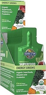 Garden of Life Superfoods Sips, 12 Single Serve Pouches, Vitamins, Probiotics, 26 Organic Superfoods, Functional Mushrooms, Energy Greens, Once Daily, Organic, Vegan, Preservative-Free, Citrus Flavor