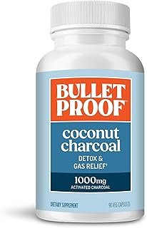 Bulletproof Coconut Charcoal Detox and Gas Relief Capsules, 90 Count, Sourced from 100% Coconut Shells, Activated Charcoal for Bloating Support, Packaging May Vary