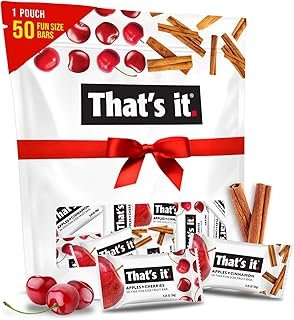 That’s it. Fun Size Fruit Bars Variety Pack - Apple + Cherry & Apple + Cinnamon (50 Pieces, 10g Each), Non-GMO, Kosher, Gluten Free, Breakfast Snacks, Allergy Friendly