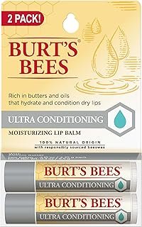 Burt's Bees Ultra Conditioning Moisturizing Lip Balm, Lip Moisturizer Rich in Oils and Butters, 2 Tubes, 0.15 oz.