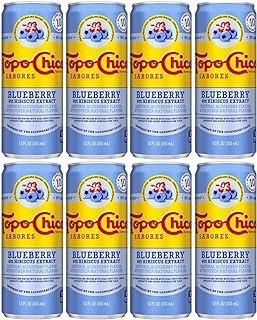 Topo Chico Sabores 12oz Cans (Blueberry Hibiscus) pack of 8, (total 12 x 8 = 96 oz)