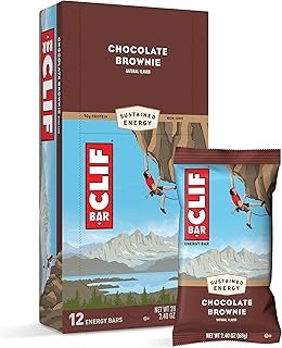 CLIF Bar Energy Bars - Chocolate Brownie Made with Organic Oats - Plant Based Food - Vegetarian - Kosher (2.4 Ounce Protein Bars, 12 Count) Packaging May Vary