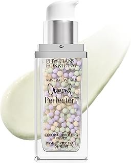 Physicians Formula Mineral Wear Diamond Perfector, 3-in-1 Gel-to-Serum Formula with Diamond Dust Mineral Powder, Corrects, & Brightens, Vegan, Cruelty Free, & Talc-Free - Color Correcting Primer