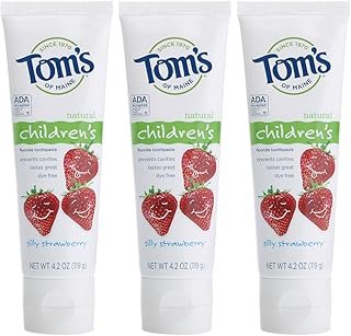 Tom's of Maine Anticavity Fluoride Children's Toothpaste, Kids Toothpaste, Natural Toothpaste, Silly Strawberry, 4.2 Ounce , 3 Count (Pack of 1)