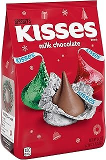 HERSHEY'S KISSES Milk Chocolate, Christmas Candy Bag, 34.1 oz