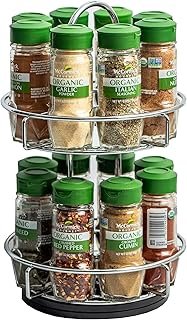 McCormick Gourmet Two Tier Chrome 16 Piece Organic Spice Rack Organizer with Spices Included, 18.55 oz