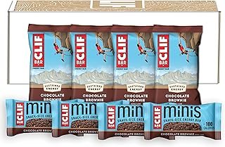 CLIF Bar Chocolate Brownie - 10 Full Size and 10 Mini Energy Bars - Made with Organic Oats - Plant Based Food - Vegetarian - Kosher (2.4oz and 0.99oz Protein Bars, 20 Count) Amazon Exclusive
