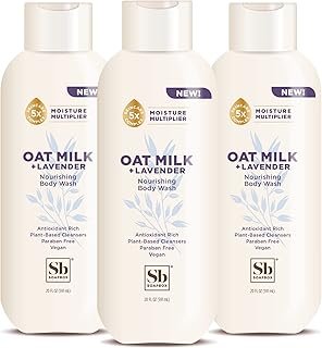 Soapbox Body Wash, Oat Milk + Lavender Body Wash, Vegan & Moisturizing, Calming with Shea Butter, 3 Pack, 20oz Each